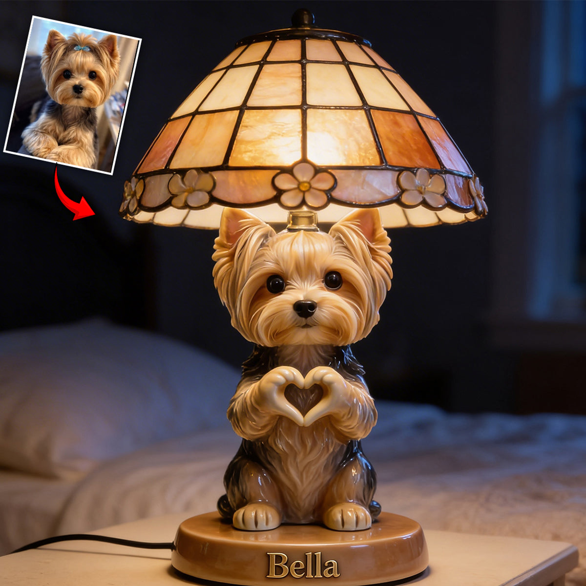 Personalized Gray French Bulldog Acrylic LED Night Light Pet Lover Gift