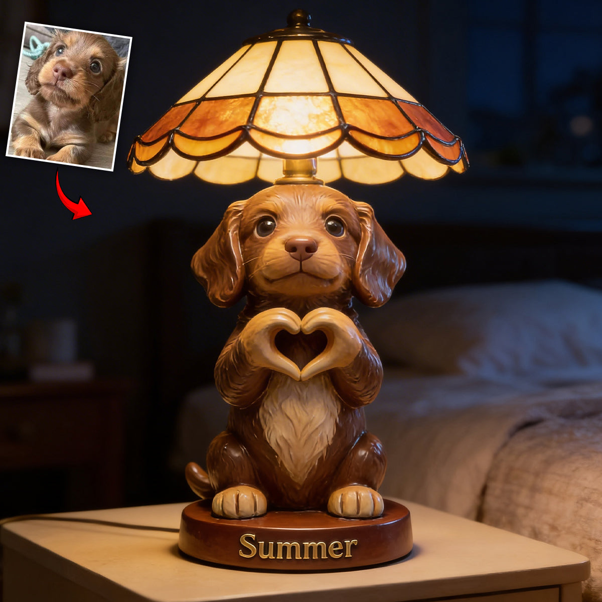 Personalized Cream Labrador Retriever Acrylic LED Night Light Pet Lover Gift