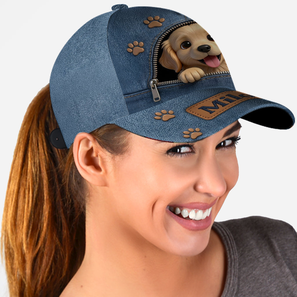 Custom Photo Fluffy Brown Pomeranian Classic Cap Dog Lover Gift
