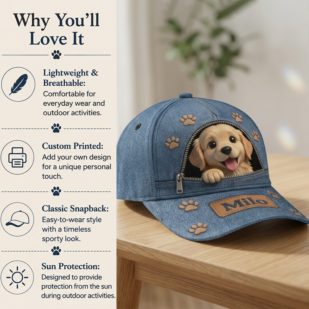 Custom Photo Fluffy Shih Tzu Classic Cap Dog Lover Gift