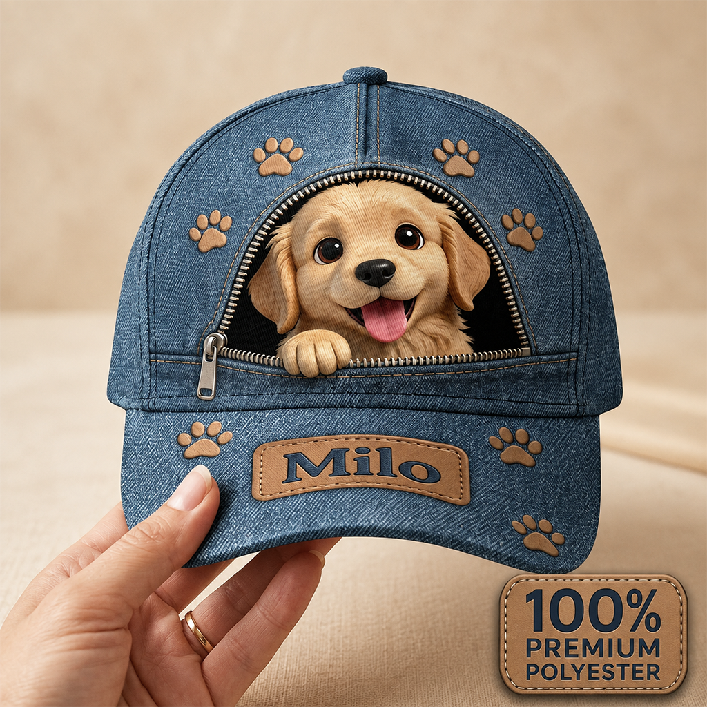 Custom Photo Black and White Border Collie Classic Cap Dog Lover Gift