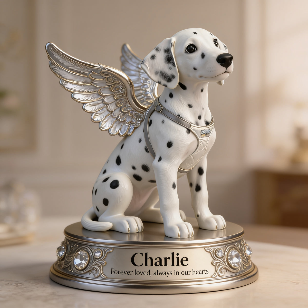 Personalized Angel Dalmatian Puppy Shaped Acrylic Plaque Pet Memorial Gift