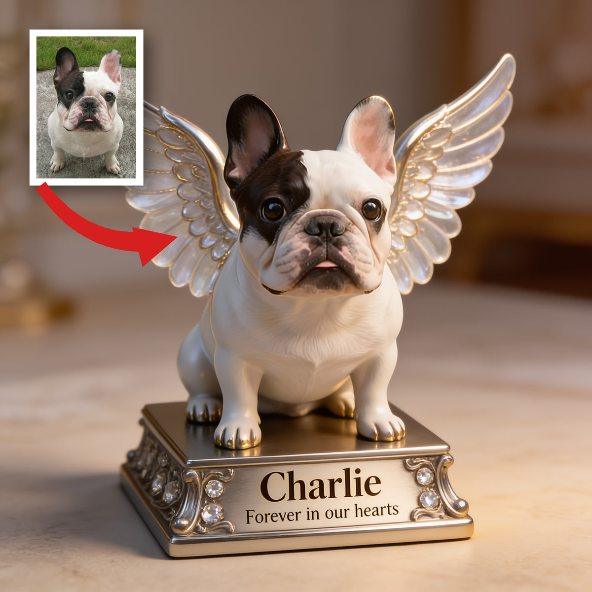 Personalized English Bulldog Angel Custom Shaped Acrylic Plaque Pet Memorial Gift