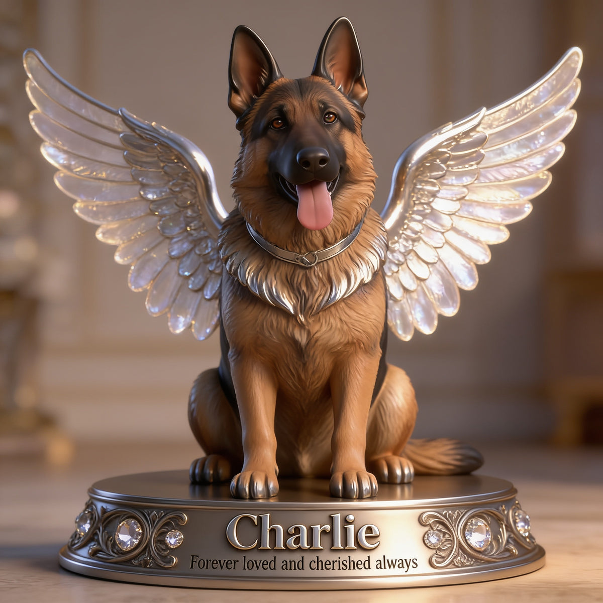 Personalized German Shepherd Angel Custom Shaped Acrylic Plaque Pet Memorial Gift