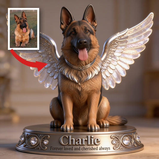Personalized German Shepherd Angel Custom Shaped Acrylic Plaque Pet Memorial Gift