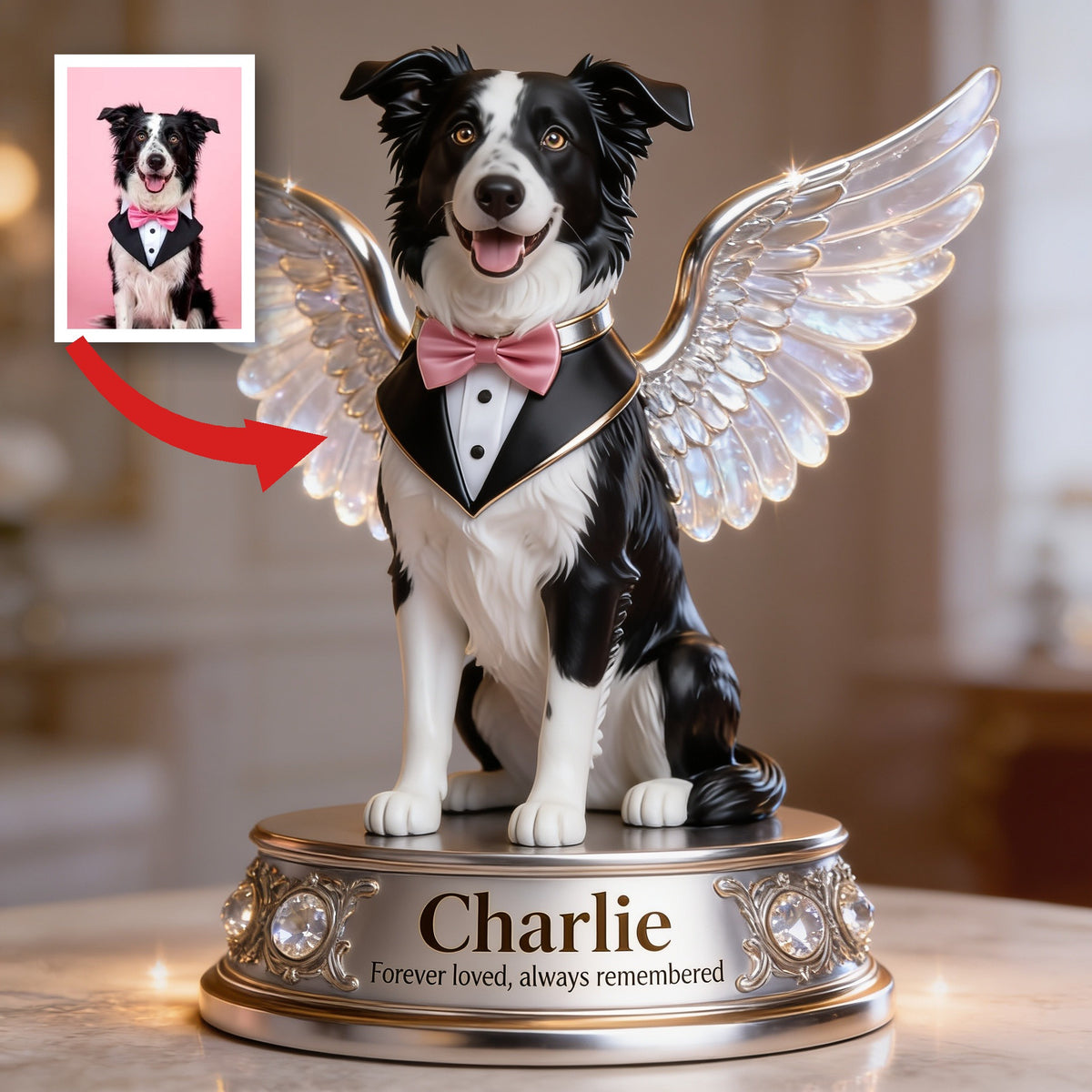 Personalisierte Border Collie Engel Acrylplakette Hund Gedächtnisgeschenk