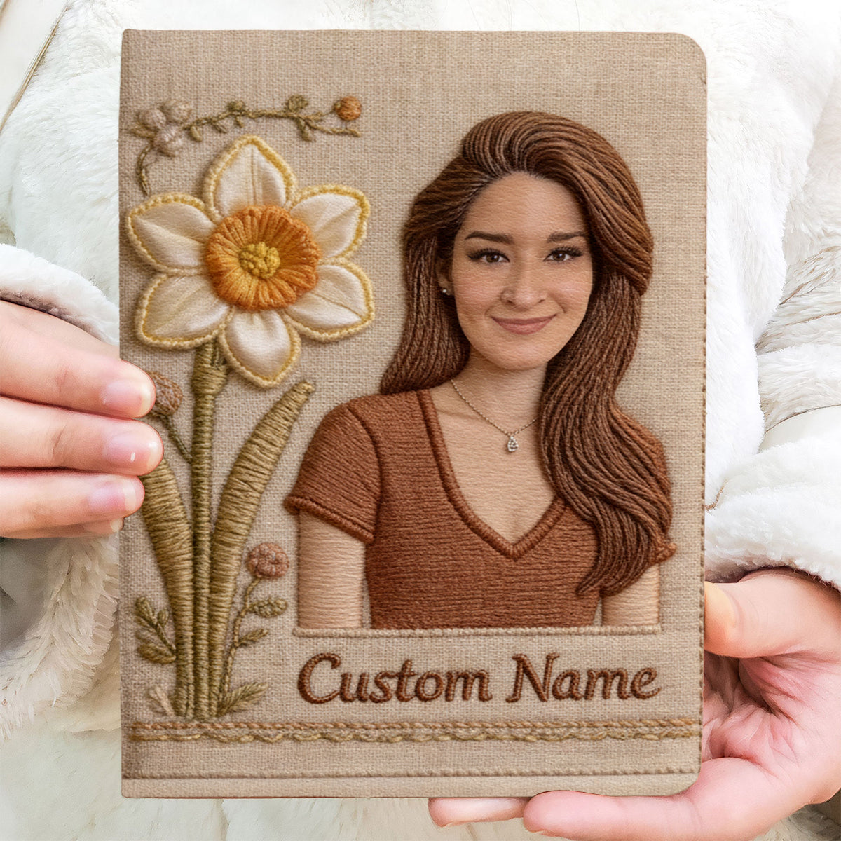 Personalized Birth Month Flower Black Woman Leather Journal Self Love Gift