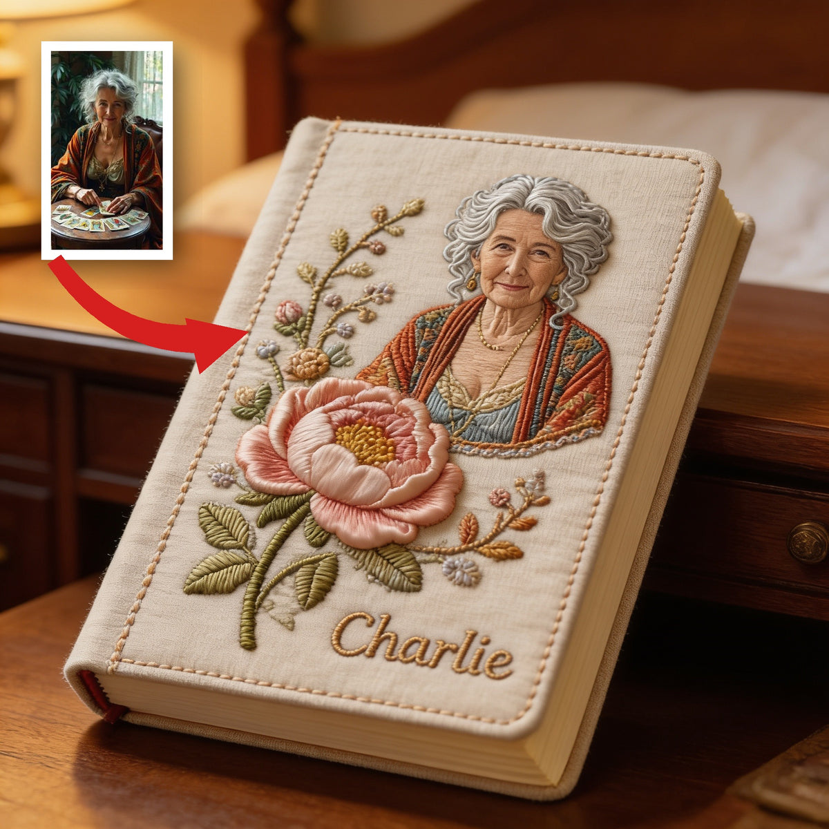 Personalisierter Lederjournal mit Geburtsmonat-Blume für Latina-Mama