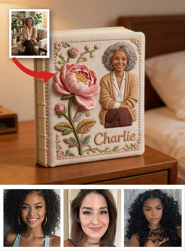 Personalized Birth Month Flower Black Woman Leather Journal Self Love Gift