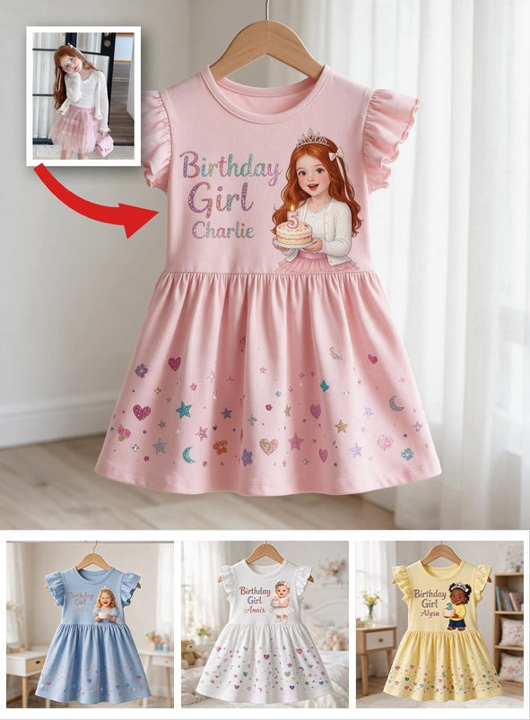 Personalisierbares Geburtstagskleid für kleine Latina mit Rüschensleeves