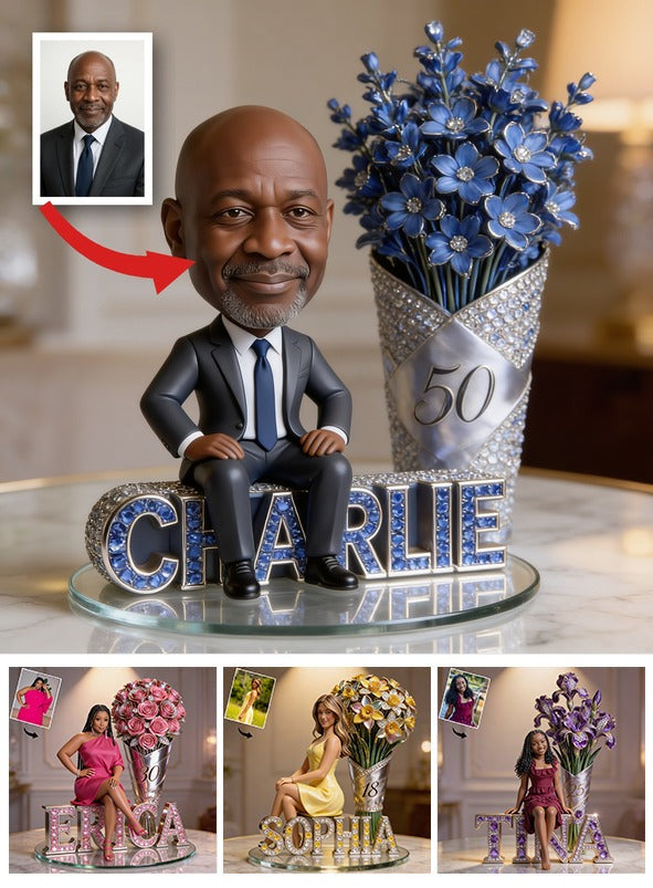 Custom Photo 50th Birthday Senior Black Man Shaped Acrylic Plaque Gift for Dad Grandpa