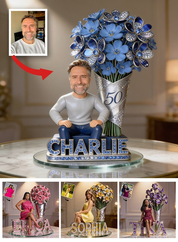 Custom Photo 50th Birthday Senior Man Shaped Acrylic Plaque, Gift for Dad Husband Grandpa
