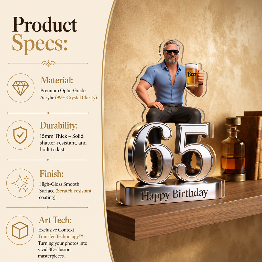 Personalized 50th Birthday Senior Woman Custom Shaped Acrylic Plaque Gift