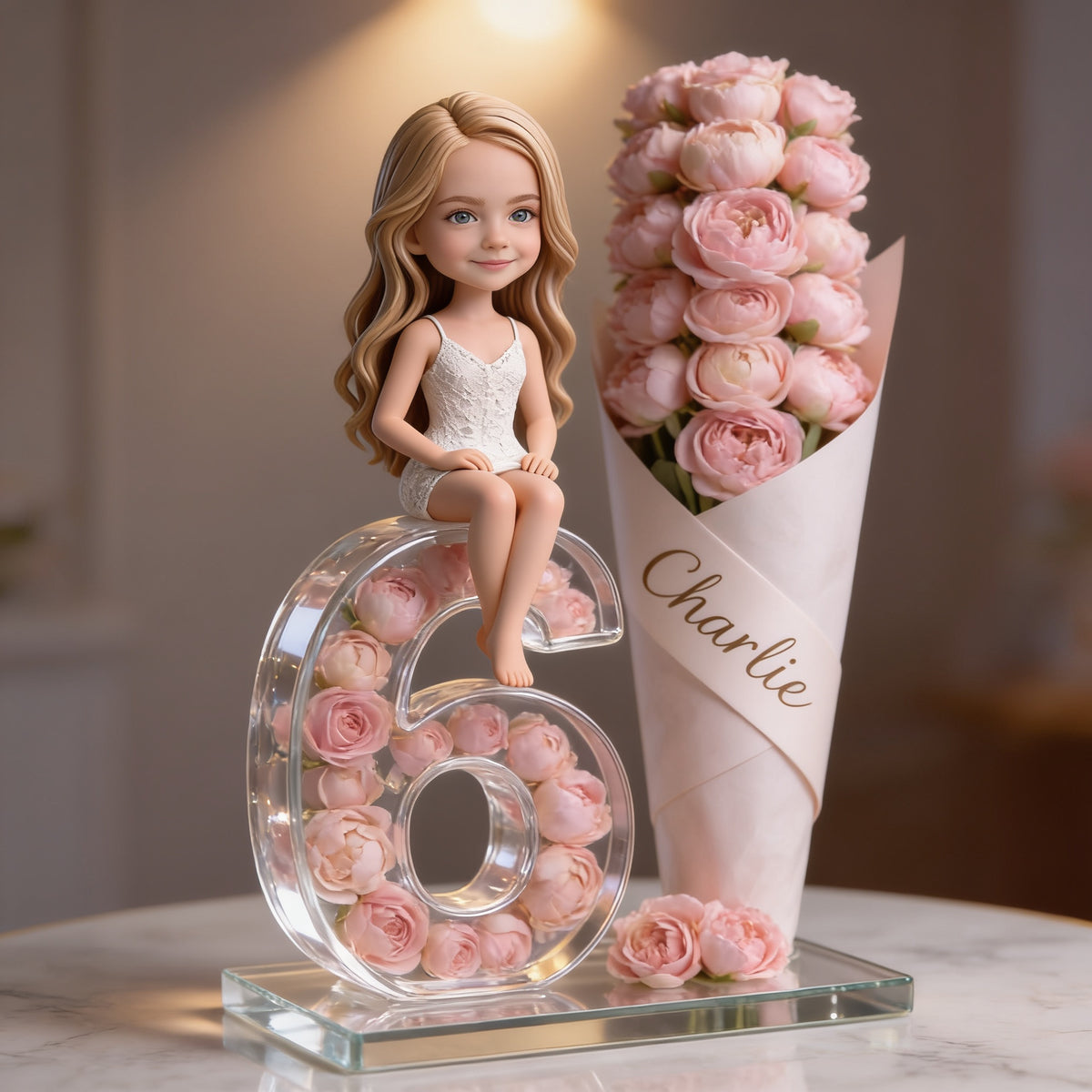 Personalisierte Geburtstagsblumenstrauß Acrylplakette Geschenk für Tochter Enkelin Nichte