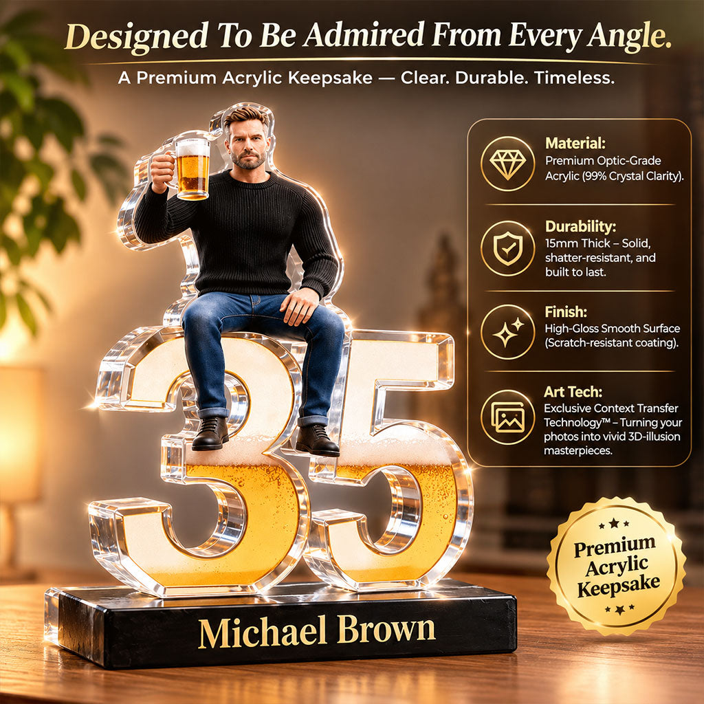 Personalized 21st Birthday Man Custom Shaped Acrylic Plaque Gift for Him