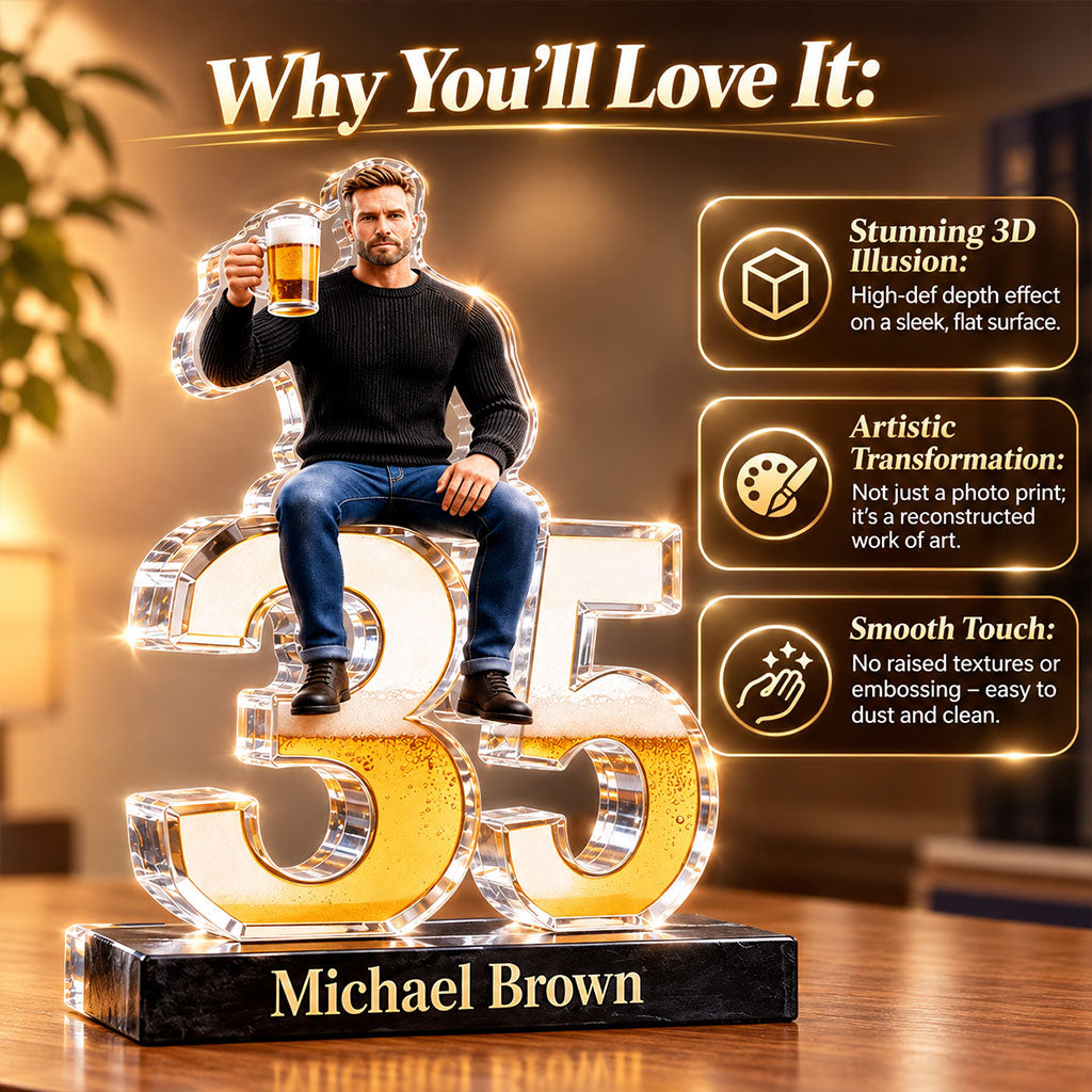 Personalized 21st Birthday Black Man Custom Shaped Acrylic Plaque Gift for Him