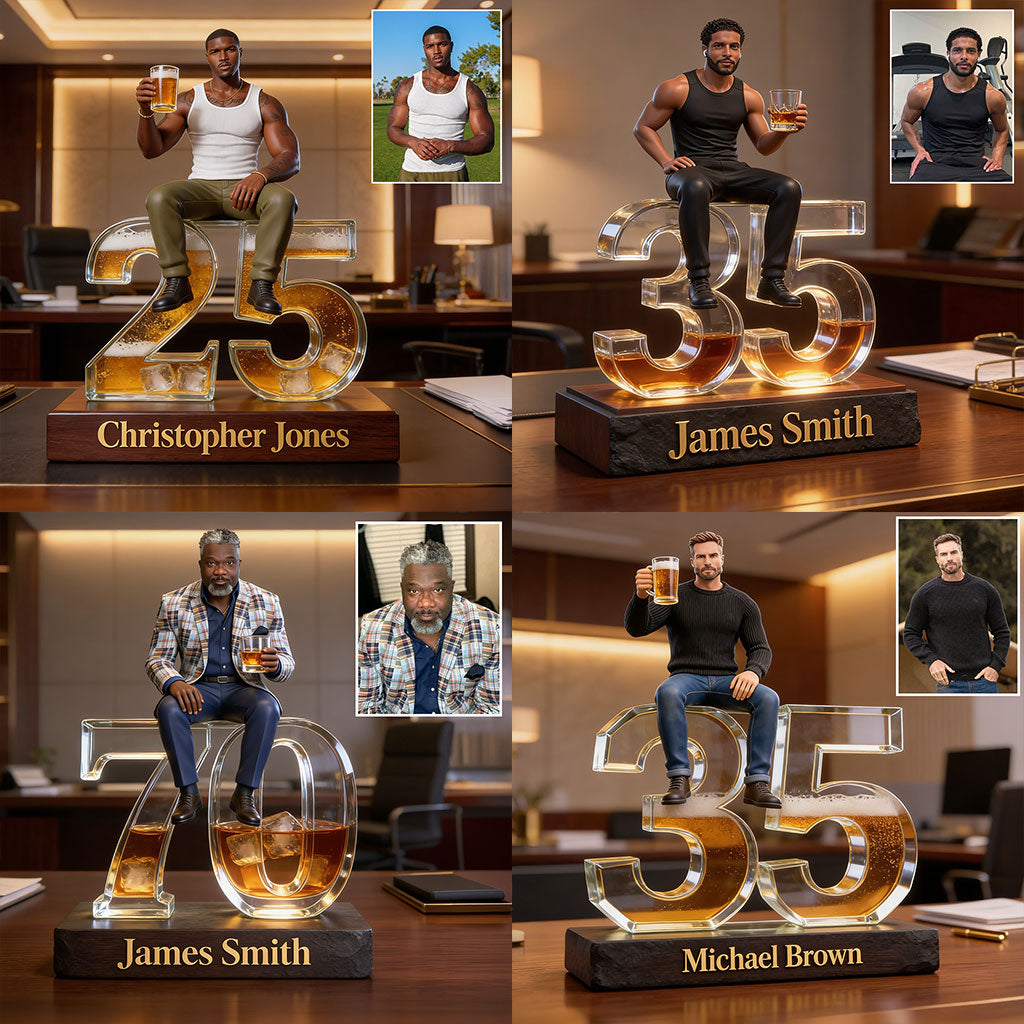 Personalized 21st Birthday Black Man Custom Shaped Acrylic Plaque Gift for Him