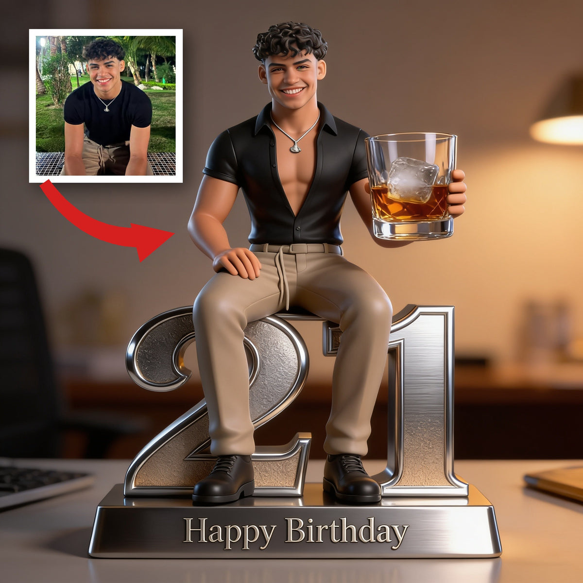 Personalized 21st Birthday Latino Man Custom Shaped Acrylic Plaque Gift for Him