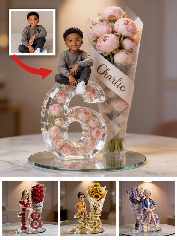 Personalized Birthday Black Little Boy Custom Shaped Acrylic Plaque Son Grandson Nephew Gift