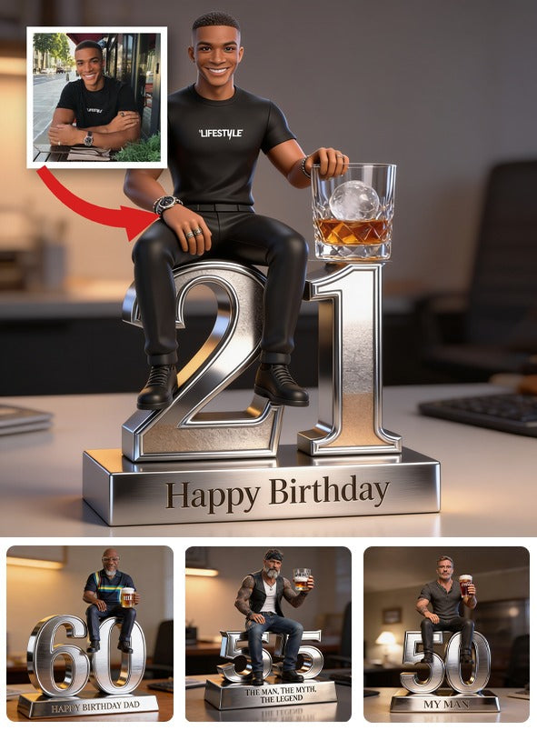 Personalized 21st Birthday Black Man Custom Shaped Acrylic Plaque Gift for Him