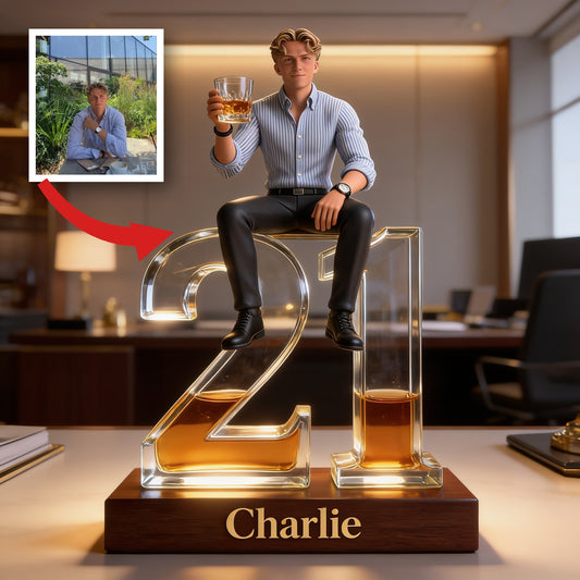 Personalized 21st Birthday Man Custom Shaped Acrylic Plaque Gift for Him