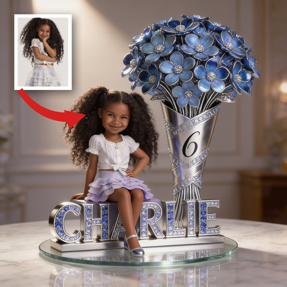 Custom Photo Birthday Black Little Girl Custom Shaped Acrylic Plaque, Gift for Daughter Granddaughter Niece