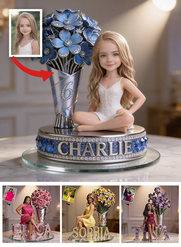 Custom Photo Birthday Little Blonde Girl Shaped Acrylic Plaque, Gift for Daughter Granddaughter Niece