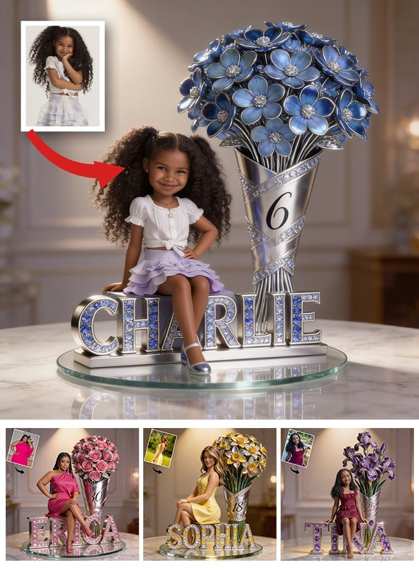 Custom Photo Birthday Black Little Girl Custom Shaped Acrylic Plaque, Gift for Daughter Granddaughter Niece