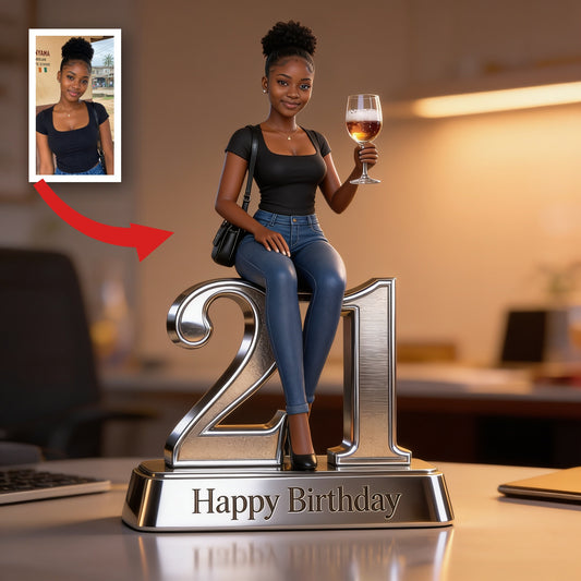 Plaque Acrylique Personnalisée Anniversaire 21 Ans Femme Noire