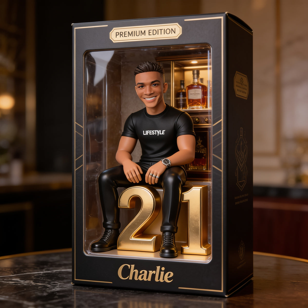 Personalized 21st Birthday Black Man Custom Shaped Acrylic Plaque Gift for Him
