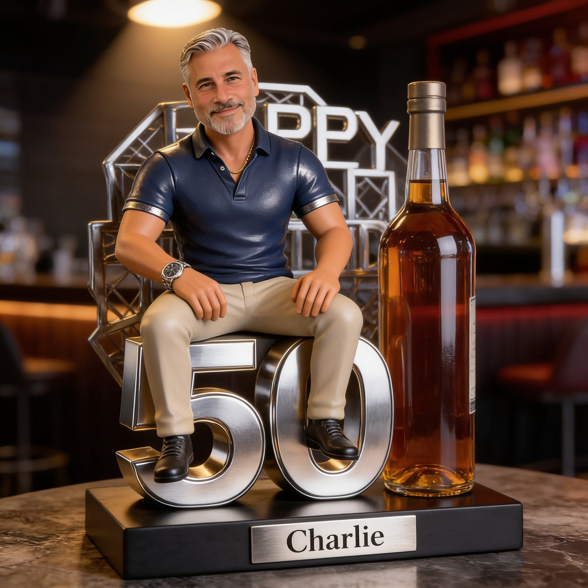 Personalized 50th Birthday Latina Man Custom Shaped Acrylic Plaque Gift for Dad Husband