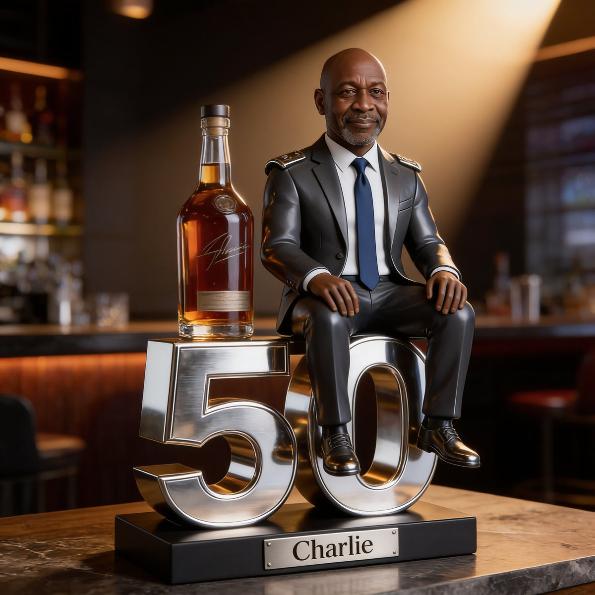 Personalized 50th Birthday Older Black Man Custom Shaped Acrylic Plaque Gift for Him