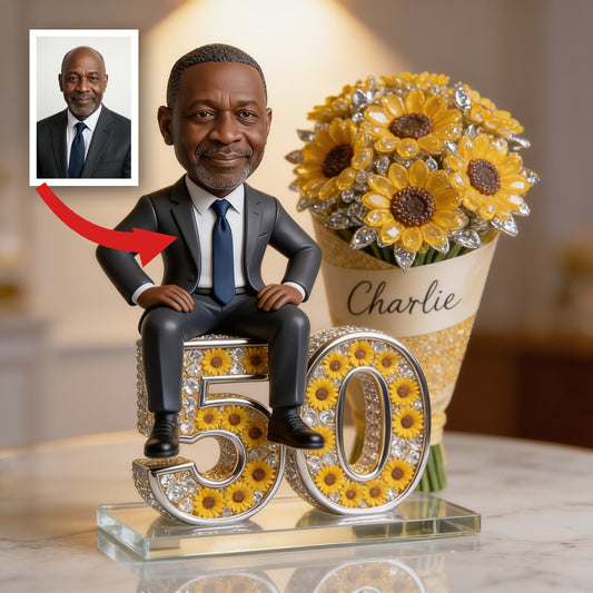 Plaque Acrylique Personnalisée Anniversaire 50 Ans Homme Noir, Cadeau Papa Grand-Père