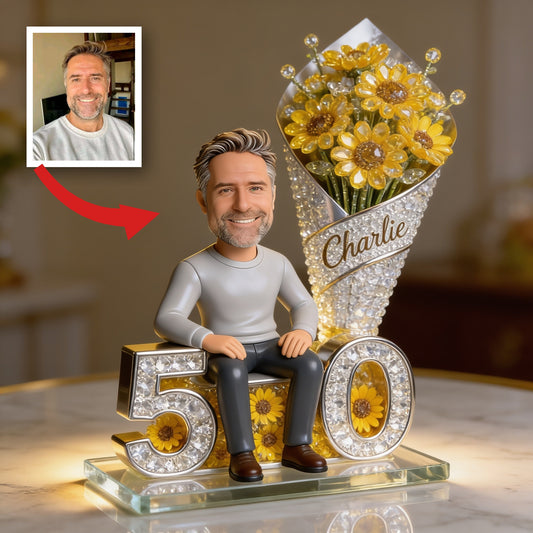 Plaque Acrylique Personnalisée Anniversaire 50 Ans Homme Senior, Cadeau pour Papa, Grand-Père, Mari