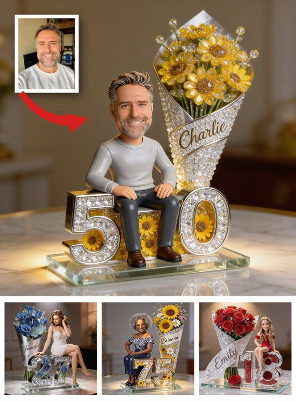Custom Photo 50th Birthday Senior Man Shaped Acrylic Plaque, Gift for Dad Grandpa Husband