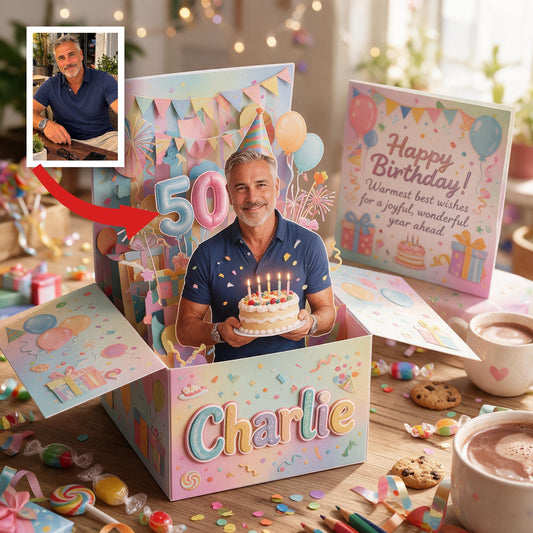 Carte Cadeau Pop Up Personnalisée pour le 50ème Anniversaire d'un Homme Latino