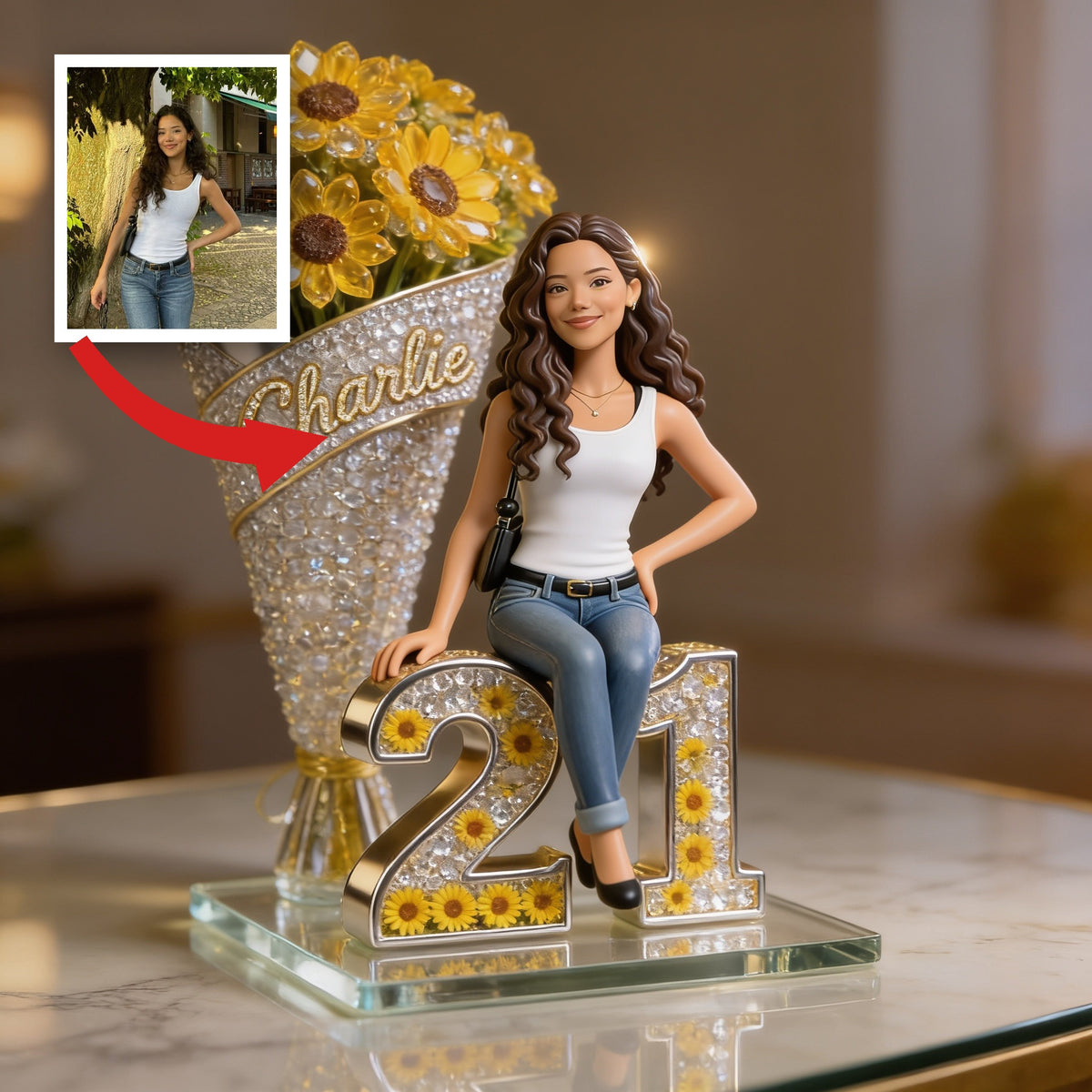 Custom Photo 21st Birthday Latina Woman Custom Shaped Acrylic Plaque Birthday Keepsake