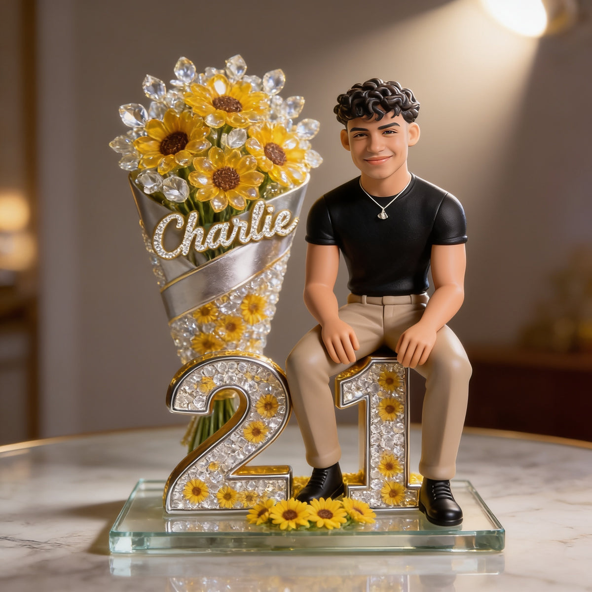 Personalisierte Foto-Acrylplakette zum 21. Geburtstag für Latino-Männer
