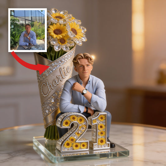 Personalisierte Foto 21. Geburtstag Mann Individuell Geformte Acrylplakette Geschenk für Ehemann Freund Sohn
