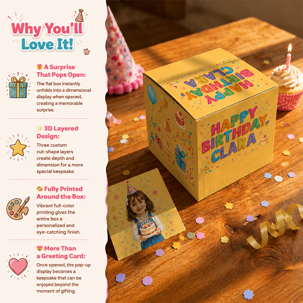 Personalized 50th Birthday Older Latina Woman Pop Up Box Card Gift for Mom Grandma