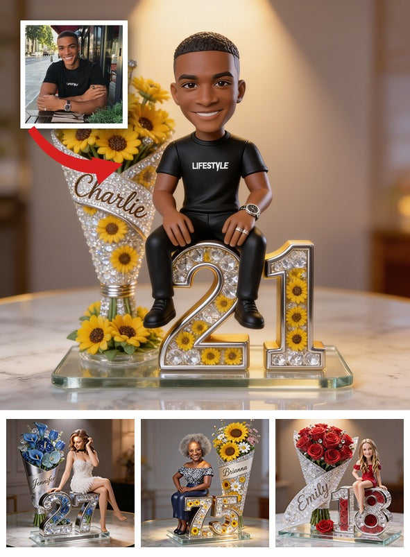 Custom Photo Birthday Black Man 21st Custom Shaped Acrylic Plaque Gift for Him