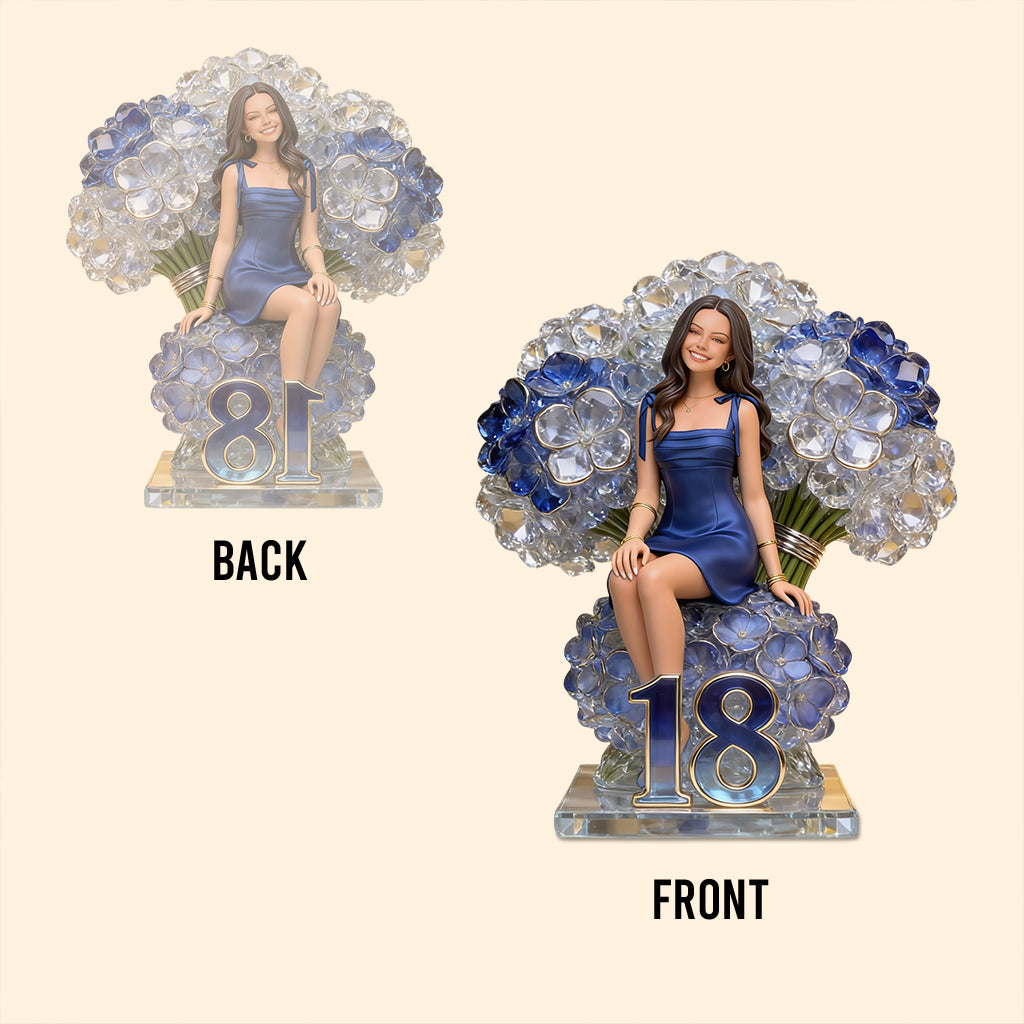 Custom Photo 21st Birthday Latina Woman with Flower Bouquet Shaped Acrylic Plaque Gift for Her