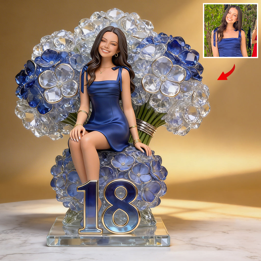 Custom Photo 50th Birthday Senior Man Floral Acrylic Plaque Gift for Dad, Husband, Grandpa