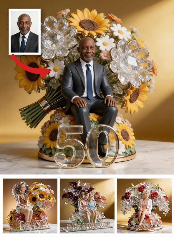 Custom Photo 50th Birthday Senior Black Man Custom Shaped Acrylic Plaque, Gift for Dad Husband Grandpa