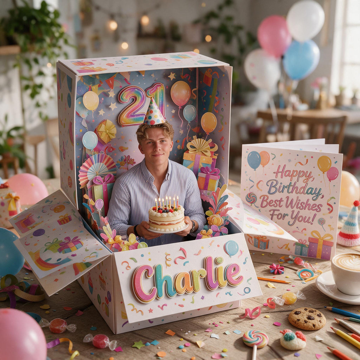 Personalisierte 21. Geburtstags Pop Up Box Karte, Geschenk für Ehemann Freund Sohn