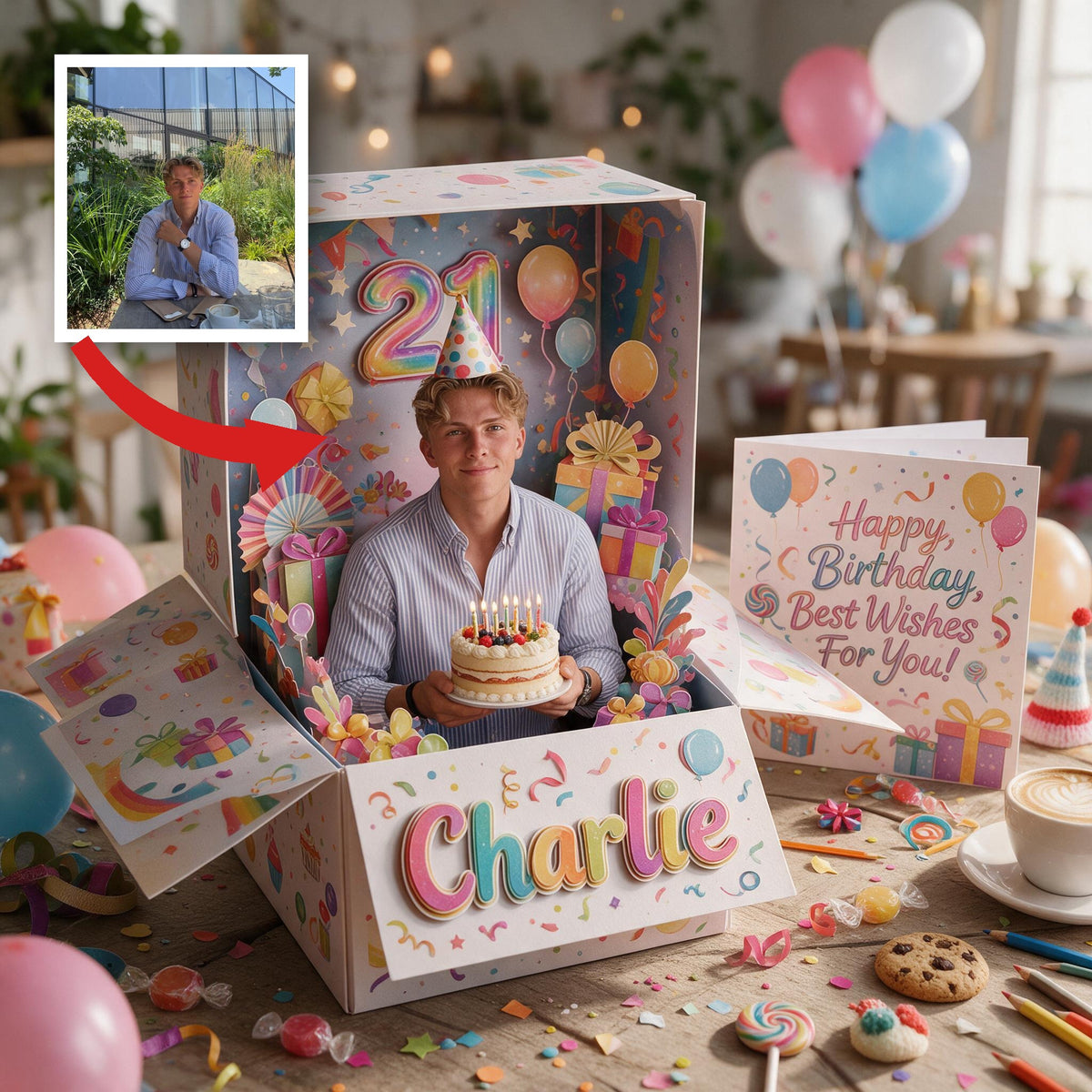 Personalisierte 21. Geburtstags Pop Up Box Karte, Geschenk für Ehemann Freund Sohn