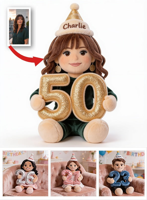Personalized 50th Birthday Older Latina Woman Plush Faux Fur Pillow Milestone Gift