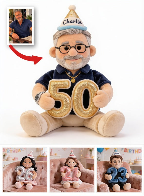 Personalized 50th Birthday Older Latino Grandpa Plush Faux Fur Pillow Gift