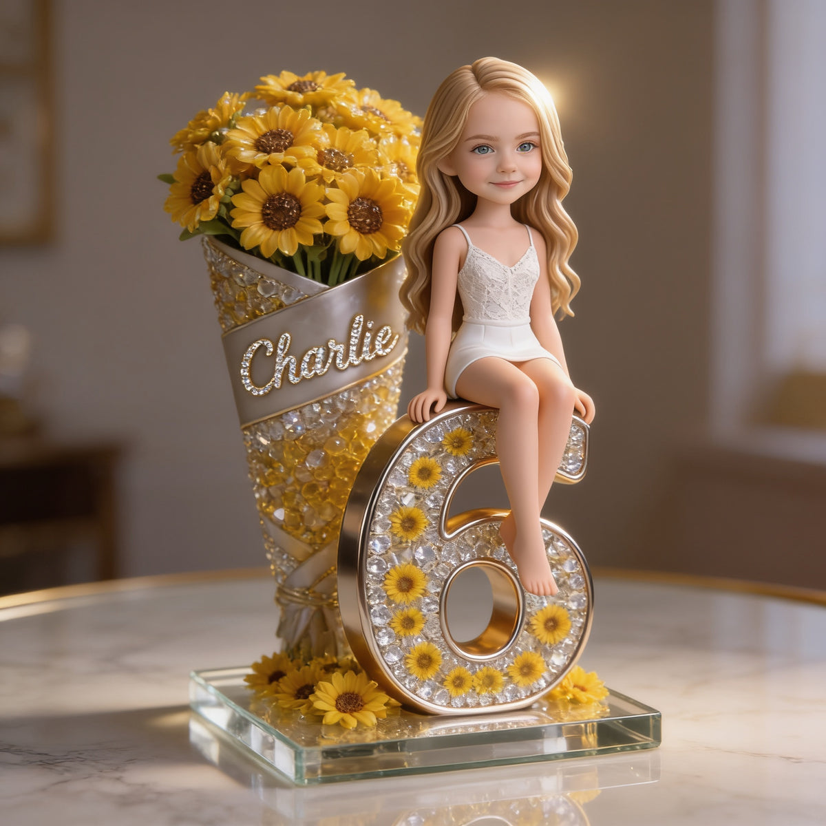 Plaque Acrylique Personnalisée Anniversaire Petite Fille Tournesol