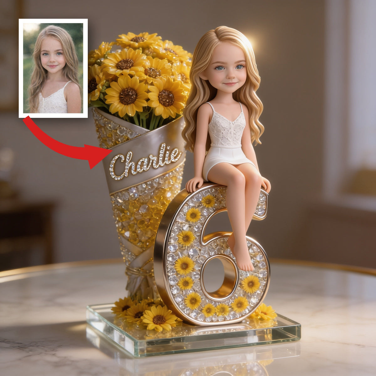 Plaque Acrylique Personnalisée Anniversaire Petite Fille Tournesol